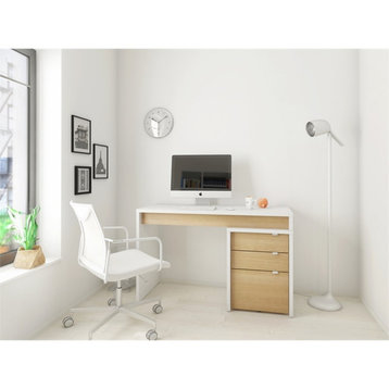 Urbanpro Modern Engineered Wood Chrono 2 Piece Home Office Set in Beige & White