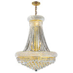 Crystal Lighting Palace - French Empire 14-Light Gold Finish Clear Crystal Chandelier - This stunning 14-light Crystal Chandelier only uses the best quality material and workmanship ensuring a beautiful heirloom quality piece. Featuring a radiant Gold finish and finely cut premium grade crystals with a lead content of 30-percent, this elegant chandelier will give any room sparkle and glamour.