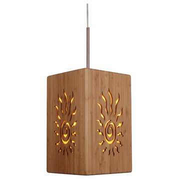 Woodbridge Lighting Light House Radiance Medium Bamboo Shade Pendant in Brass