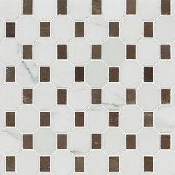 Studio Moderne Stone Regency Mosaic Calacata & Caf&eacute; Bruno  2'' x 1-1/2'' - Mosaic Tile