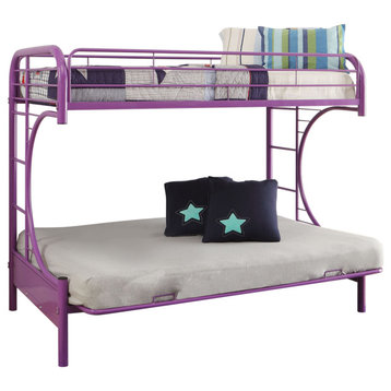 78" X 41" X 65" Twin Over Full Purple Metal Tube Futon Bunk Bed