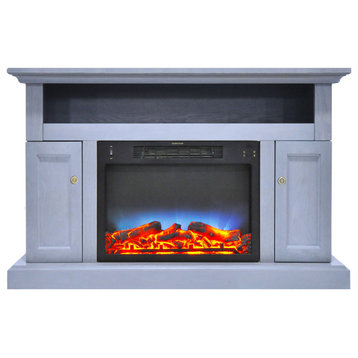 Sorrento Electric Fireplace With Multi-Color LED and 47" Stand, Slate Blue