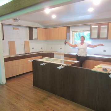 Kitchen Renovation, Demo to Cabinets, Contemporay Walnut and Oak.