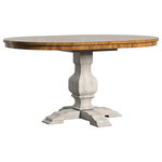 Inspire Q - Arbor Hill Two-Tone Oval Pedestal Base Extendable Dining Table, Antique White - Create a welcoming feel for your dining space with the Arbor Hill Dining Table from Inspire Q. With traditional details that are hallmarks of farmhouse, shabby chic design, this table features an urn pedestal that provides elegant support to the round table top. This table is the perfect anchor for your eat in kitchen or apartment dining spaces. Pair this with Arbor Hill Chairs for a desginer-inspired look for your home.