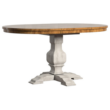 Arbor Hill Two-Tone Oval Pedestal Base Extendable Dining Table, Antique White