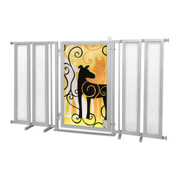 Fusion Gates - Fusion Gate with Limited Edition Dream Dog Design, Satin Nickel, 71.5"-74" - Dog Gates