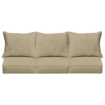6 Pack Outdoor Sofa Cushion Set, All Weather Polyester Blend Fabric Cover, Beige