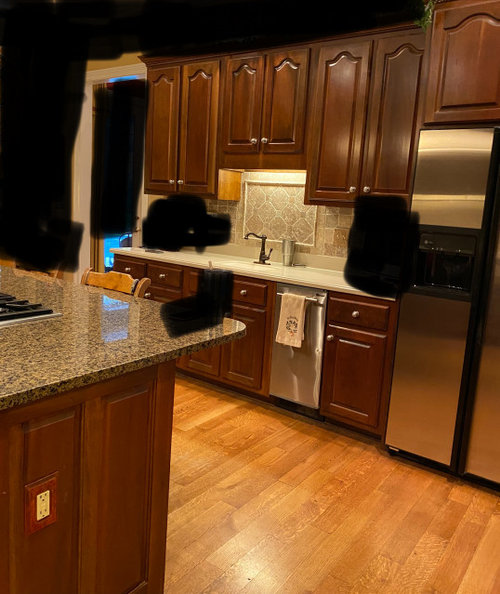 Wall Color To Go With Dark Reddish Wood, Dark Wood Kitchen Cabinets With Light Countertops