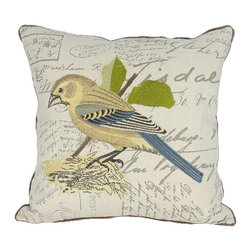 Xia Home Fashions - Avian Collection Feather/Down Filled Decorative Pillow Sham, Bird on Nest - Decorative Pillows