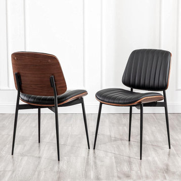 Mid Century Modern Retro Faux Leather Chair, Black