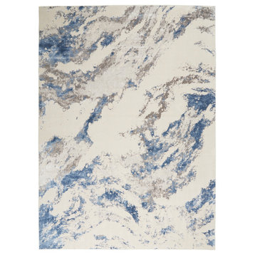 Nourison Sleek Textures 7'10" x 10'6" Blue/Ivory/Grey Modern Indoor Area Rug