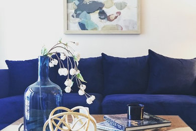 Example of a trendy living room design in Chicago