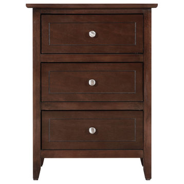 Daniel 3-Drawer Nightstand (25 in. H x 19 in. W x 15 in. D), Cappuccino