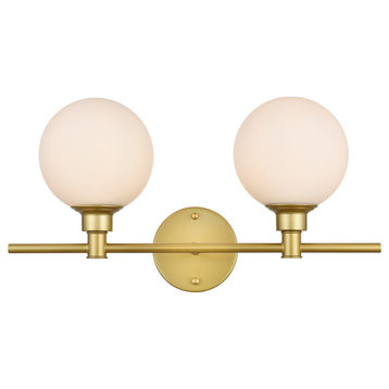 Living District Cordelia 2-Light Brass & Frosted White Bath Sconce