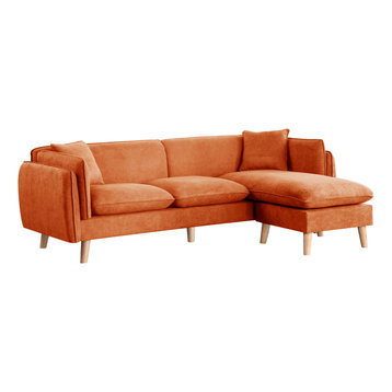 Brayden Fabric Sectional Sofa Chaise, Orange