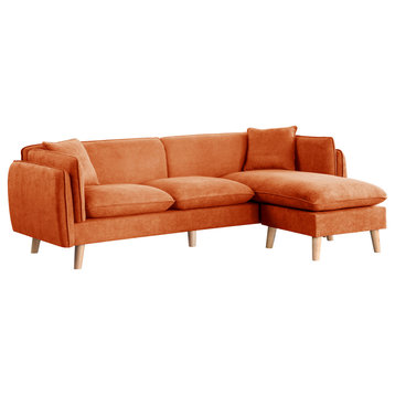 Brayden Fabric Sectional Sofa Chaise, Orange