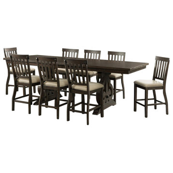 Picket House Stanford Counter Height Dining Set with Slat Back Chairs, 9 Piece C