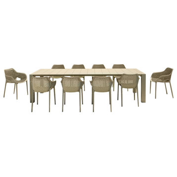Air XL Extension Dining Set 11-Piece Taupe