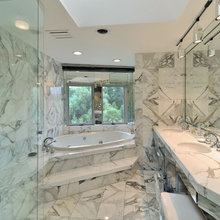 glo's corner vanity with track lighting