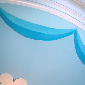 Charming Girl's Bedroom Flower Mural on Round Ceiling