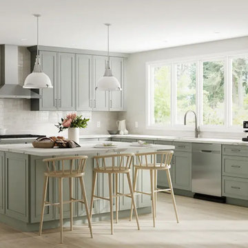 Craftsman Lily Green Shaker Kitchen Cabinets | Gallery