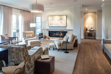 Example of a transitional living room design in Seattle