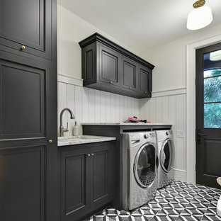 75 Beautiful Laundry Room With Black Cabinets And Marble