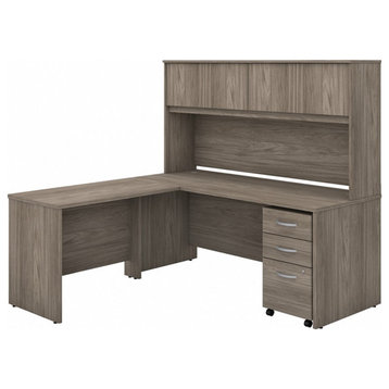 Studio C 72W L Desk with Hutch and Drawers in Modern Hickory - Engineered Wood