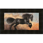 Tangletown Fine Art - "Black Stallion" By Dario Moschetta, Framed Wall Art, Ready to Hang - Wildlife art is an exciting way to bring a spark of life into any room decor. The dramatic images of this wall art challenge the viewer to consider a new perspective on wildlife. 1.5inch Deep Gallery Wrap Canvas.Printed on a 12 color Giclee printer for a deep rich color gamut.  Thick 290gsm cotton canvas will not sag or drape. Stretched over a kiln dried - finger jointed frame that will not warp. Wire hanger for easy hanging.