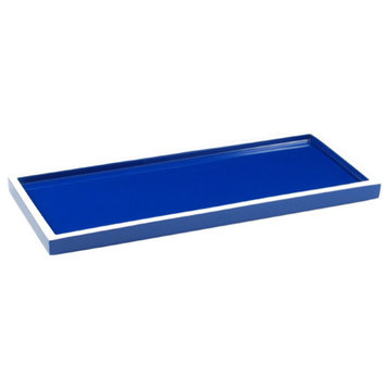 True Blue and White Lacquer Long Vanity Tray