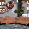 Frederico Genuine Italian Leather 7-Piece 1 Console 4-Power Reclining Sectional, Camel