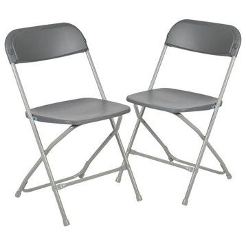 HERCULES Series Gray Plastic Folding Chairs | Set of 2 Lightweight Folding...