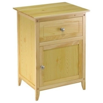 Pemberly Row Transitional Solid Wood Night Stand with Cabinet in Natural