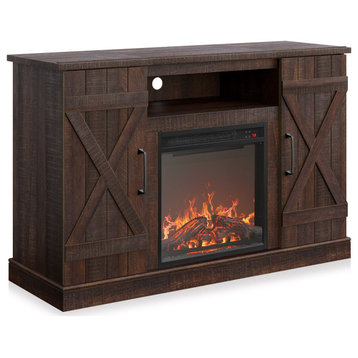 47" TV Stand Entertainment Center With 18" Electric Fireplace, Espresso