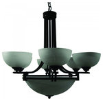 Yosemite Home Decor - 6-Light Chandelier - 6 Light Chandelier in Dark Brown Finish with Frosted Alabaster Glass