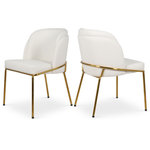 Meridian Furniture - Jagger Upholstered Dining Chair, White, Set of 2 - Give your dining room an upscale look with this Jagger vegan leather dining chair. The seat and back of this lovely chair comes upholstered in white vegan leather material that looks so genuine, only you will know it's not the real thing. Brushed gold iron legs on this chair lend it an upscale look and adds to its overall contemporary panache.
