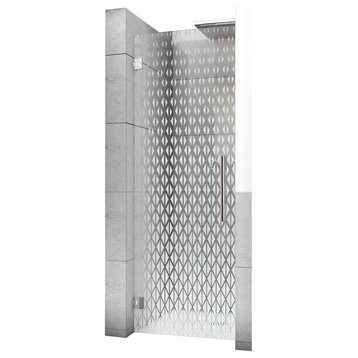 Hinged Alcove Shower Door, Mini Triangles Design, Non-Private, 32"x70" Inches, Left