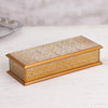 Handmade Golden Colonial Elegance Reverse-Painted Glass Decorative Box