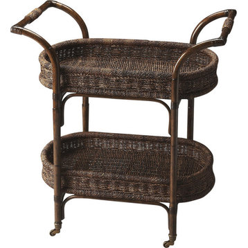 Fiji Rattan Serving Cart - Medium Brown