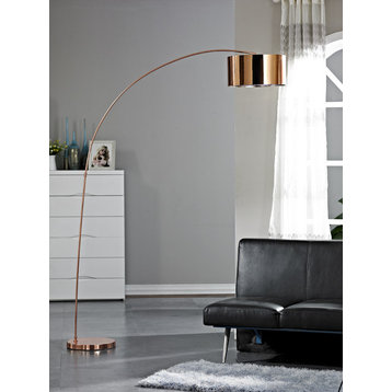 Adelina LED Arched Floor Lamp, Rose Copper