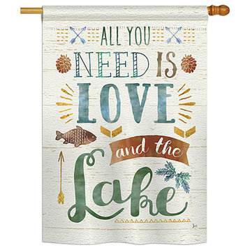 All You Need Is Love And Lake Nature, Everyday House Flag 28"x40"