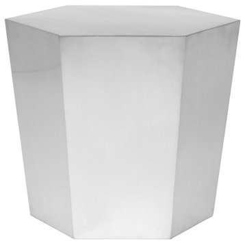 Hexagon Brushed Stainless Steel End Table
