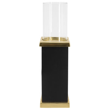 Pillar Candle or Candle Holder, Black/Gold