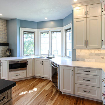 White and Gray Kitchen with Massive Storage Solutions