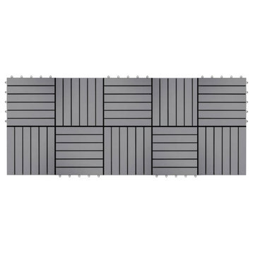 Vidaxl Decking Tiles 10-Piece Gray Wash 11.8"x11.8" Solid Acacia Wood