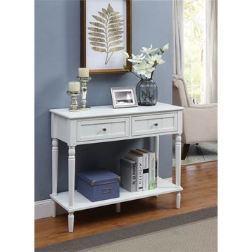 Convenience Concepts French Country Two-Drawer Hall Table in White Wood Finish