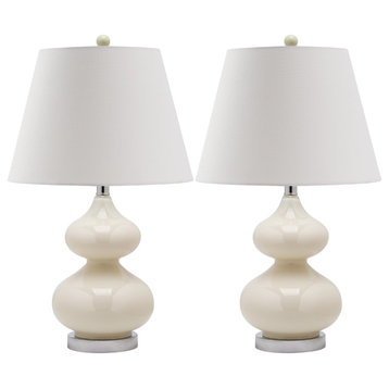 Safavieh Eva Double Gourd Glass Lamps, Set of 2, Pearl