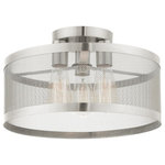 Livex Lighting - Livex Lighting 46218-91 Industro - 15" Three Light Semi-Flush Mount - Canopy Included: Yes  Shade IncIndustro 15" Three L Brushed Nickel BrushUL: Suitable for damp locations Energy Star Qualified: n/a ADA Certified: n/a  *Number of Lights: Lamp: 3-*Wattage:60w Medium Base bulb(s) *Bulb Included:No *Bulb Type:Medium Base *Finish Type:Brushed Nickel