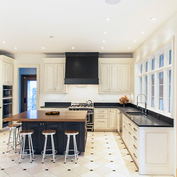 Black and white transitional kitchen