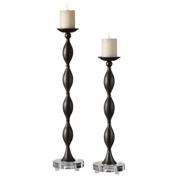 Pamlico Dark Bronze Candleholders, 2-Piece Set